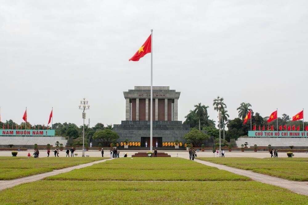 Ho Chi Minh Mausoleum across the open square in Ba Dinh, Hanoi